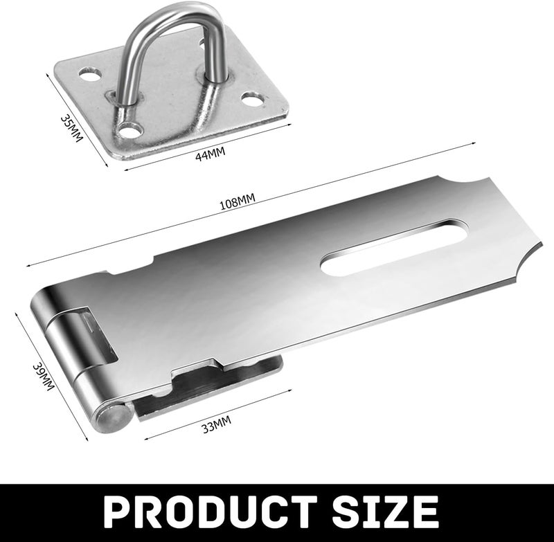Arcjunys Door Locks Hasp Latch 4 Inch Lock Latch Stainless Steel Hasp Lock Extra Thick Door Hasp Locking Hasp Door Hasp Latch Gate Lock Hasp with Screws for Fence Doors Cabinets Closets Sliver - Image 2